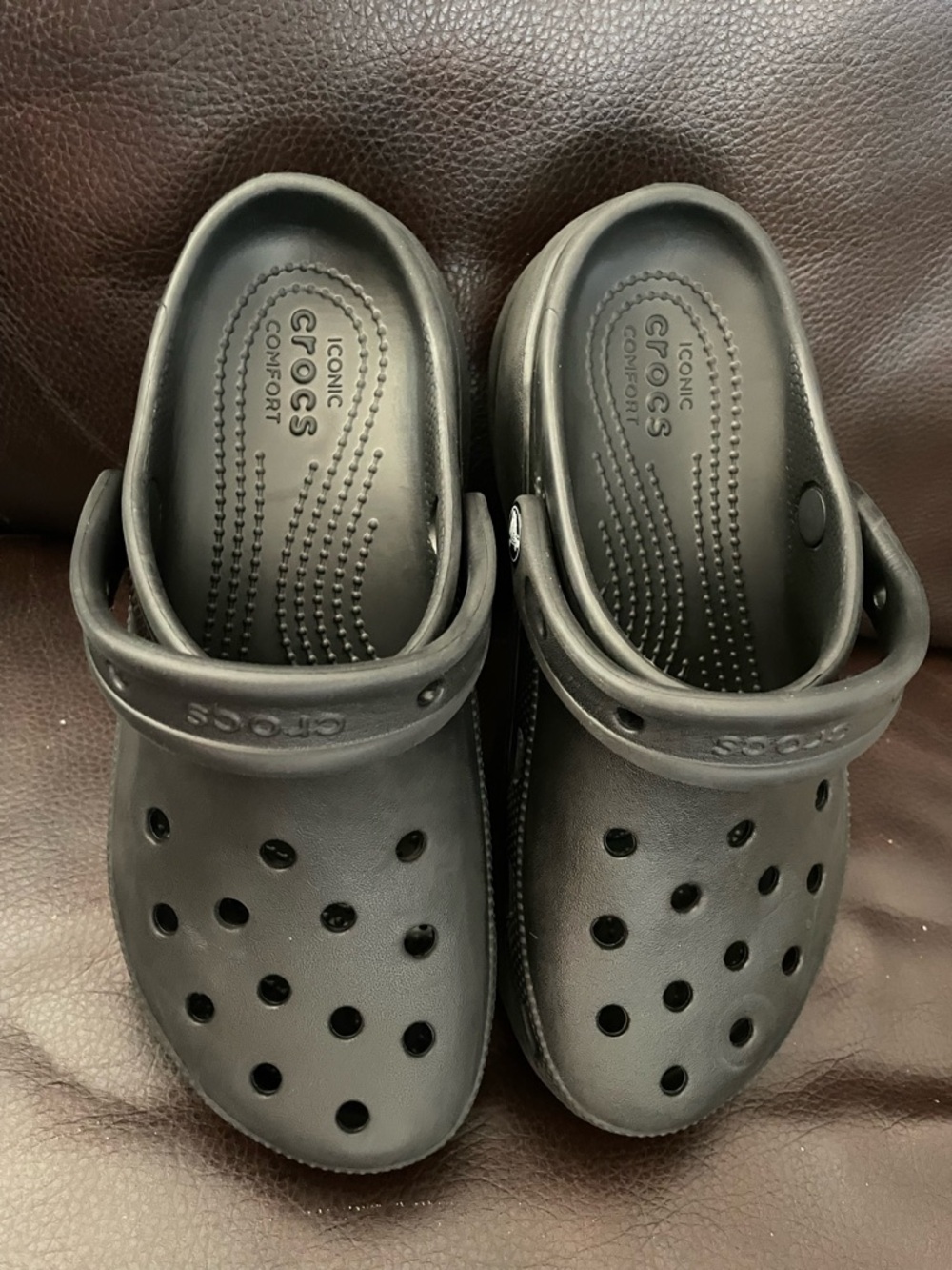 CROCS womens Black platform Clog with Heel Strap